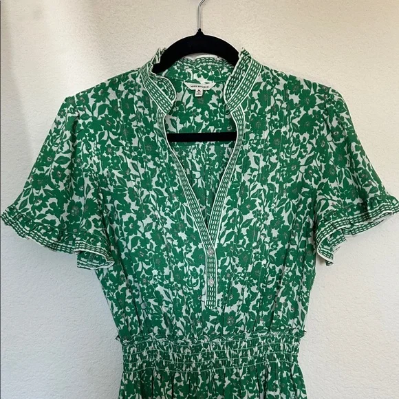 Max Studio Green and White Floral Tiered Midi Dress - Picture 3 of 8